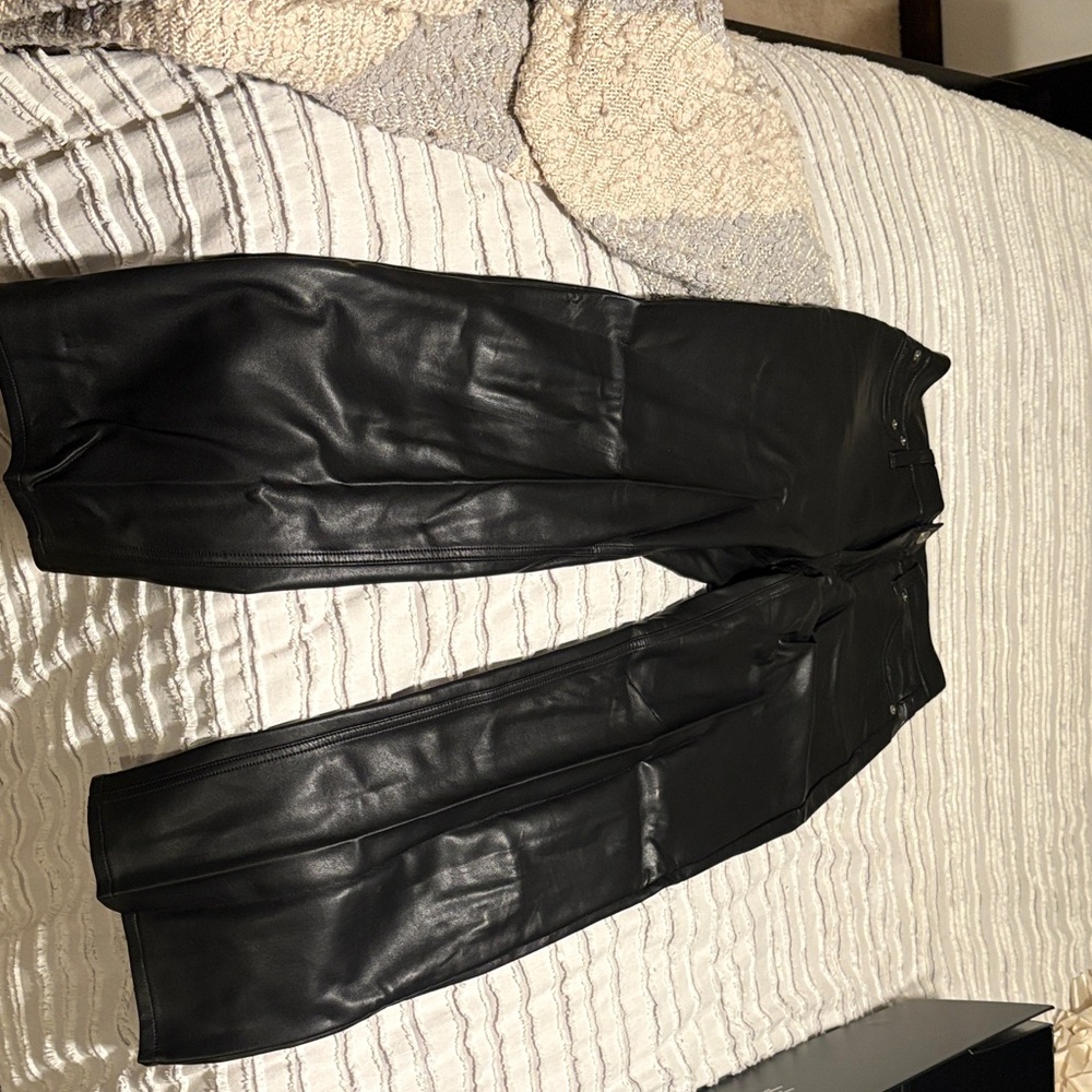 J. Crew Black Leather-Style Trousers